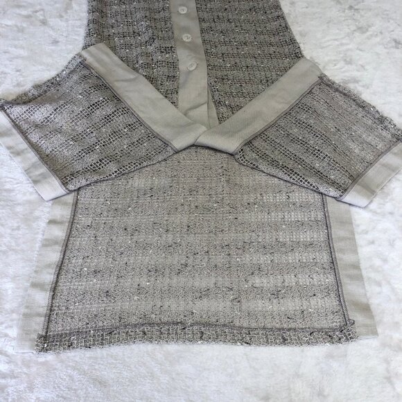 Tobi Extra Long Button Down Oatmeal w/Black Loose Knit Cardigan Size Small - Picture 6 of 13